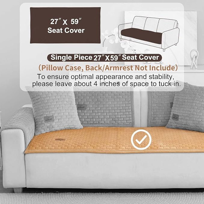 Washable Velvet Dog Couch Cover, Plush Pet Sofa Furniture Protector for 2-3 Cushion Couch, Non-Slip Washable Cover for Dogs(1PC/27.6"x59.1",Khaki) - Image 2
