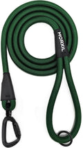 Rope Dog Leash, 4 ft Heavy Duty Dog Leash with Aviation Aluminum Auto Locking Carabiner, Strong Nylon Pet Lead for Small, Medium, Large Dogs, Dark Green, 4FT by MORXIL