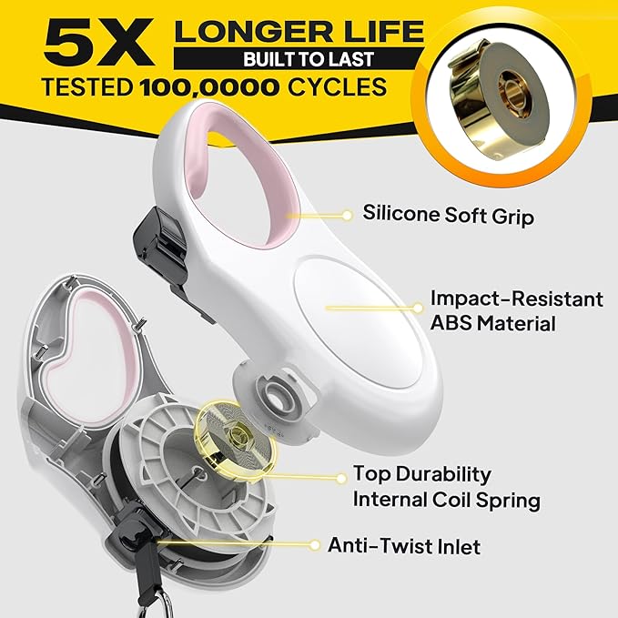Fida Retractable Dog Leash X-Small Breed, 10 ft Durable Pet Walking Leash for Extra Small Dogs/Cats/Small Animals up to 18 lbs, 360° Tangle Free, White - Image 4