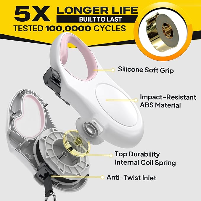 Fida Retractable Dog Leash, 16 ft Dog Walking Leash for Small Dogs up to 26lbs, Tangle Free, White - Image 4