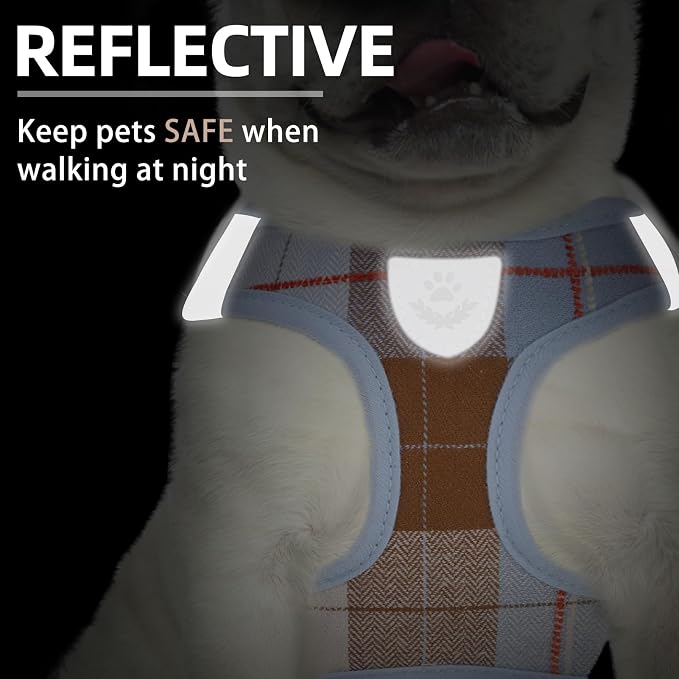 PUPTECK Dog Harness, Collar and Leash Set No Pull for Small Medium Sized | Plaid Puppy Step-in Escape Proof Reflective No Choke Pet Cat Adjustable Walking Vest - Image 5