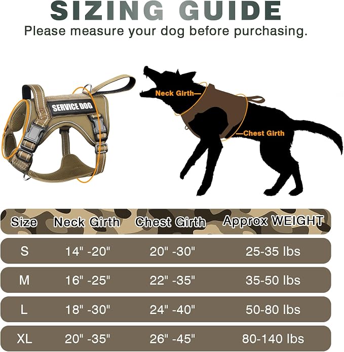 Tactical Dog Harness, No Pull Dog Harness for Medium Large Dogs with Handle & Molle, Military Service Dog Vest Harness in Training Pet Harness for Small Dogs - Image 7