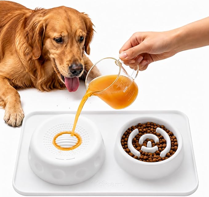 2 in 1 Silicone Slow Feeder Dog Bowl & Lick Bowl,Pet Feeding Bowl | Food Grade Silicone for Slow Eating, Anxiety Relief & Mental Stimulation, Non-Slip Dog and Cat Bowl by koieam