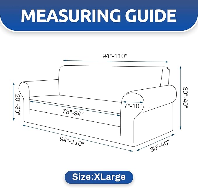 KEKUOU Stretch Oversized Couch Covers for Sofa Slipcover,Chocolate | 1-Piece Washable Sofa Cover (94"-110") 4-Seater Furniture Protector, Soft Jacquard Non-Slip Elastic Bottom for Dogs & Kids - Image 4