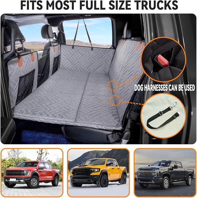 YJGF Hard Bottom Dog Car Seat Cover for Full-Size Trucks,Back Seat Extender | Strong Support,More Rest Space,Waterproof, Scratch Resistant,Car Seat Protector,Dog Hammock for Full-Size Truck - Image 7