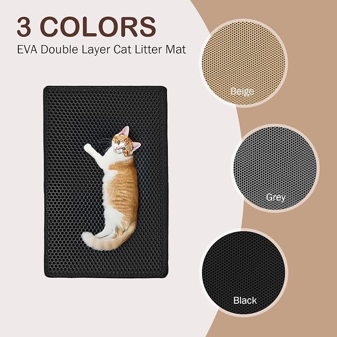 Large Cat Litter Mat, 29.9'' x 35.8''Inch, Double Layer Waterproof Proof Litter Box mat, Non-Slip Design, Easy to Clean, Black Cat Litter Trapping Mat - Image 7