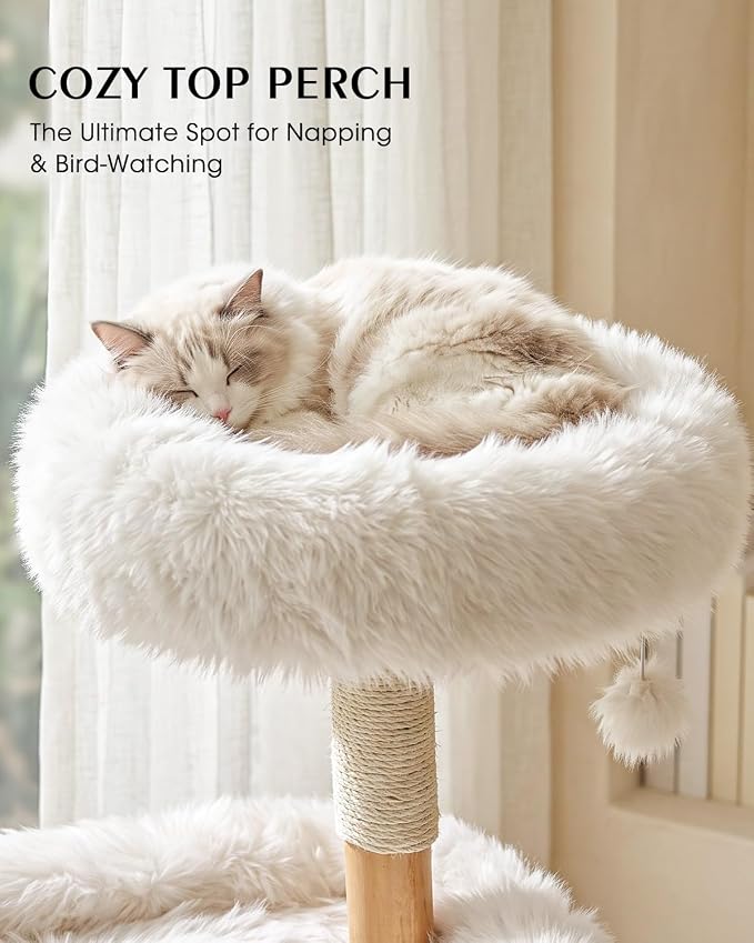 Real Branch Cat Tree, Natural Wood Cat Tower for Indoor Cats | Real Tree Branches no Processed Wood, 44 lbs Capacity, Premium Faux Fur Perches, 23.6" Anti-Tip Base, 30-Min Assembly - Image 2