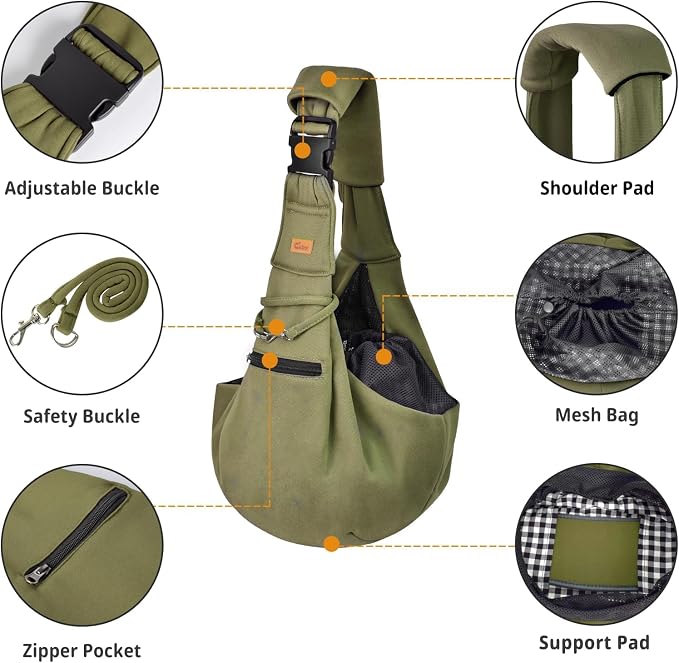 CUBY Dog and Cat Sling Carrier - Hands Free Reversible Pet Papoose Bag - Soft Pouch and Tote Design - Suitable for Puppy, Small Dogs Cats Outdoor - Image 4