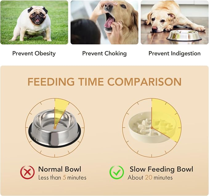Havniva Dog Bowls Slow Feeder, Ceramic Slow Feeder Dog Bowls for Fast Eater | 1.6 Cups Dog Food Bowl Puzzle Feeder, Slow Feeding Bowls for Medium Breed, Non-Slip Base, Anti-Choking - Image 5