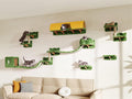 16-in-1 Cat Wall Shelves, Cat Furniture w/Tunnel & Bridge, Green | Wall Mounted Cats Shelf Set with Plush Fabric, Cat Climbing Wall Systems for Adult Cats, with Scratching Posts, Condos by Homiflex