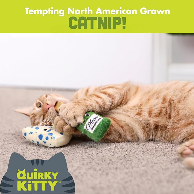 Quirky Kitty Wine & Cheese Catnip Plush Cat Toy, Pack of 2 - Image 4