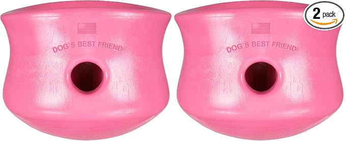 WEST PAW Zogoflex Toppl Interactive Treat Dispensing Puzzle Dog Toy for Mental Stimulation & Enrichment-Holds Kibble & Treats-Lickable, Freezable & Dishwasher Safe-Made in USA-XL-Geranium (Pack of 2) by WestPaw