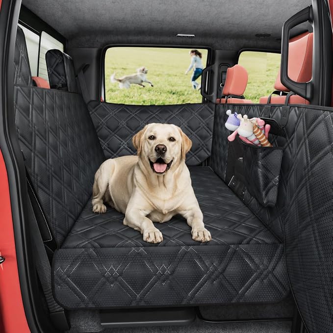 Surfcabin XL Dog Car Seat Cover for Back Seat Hard Bottom Holds 420 lbs | Waterproof & Machine-Washable Full Size Pickup Dog Back Seat Cover with Door Protection, Easy to Install Foldable Dog Hammock by Surfcabin