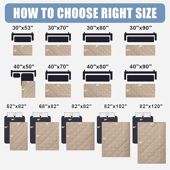 Smiry Waterproof Reversible Pet Couch Covers for Dogs | Pet Friendly, Soft Fabric, Washable Sofa Furniture Protector for Dogs Cat Kids, Checkered (40"x80", Taupe/Taupe) - Image 6