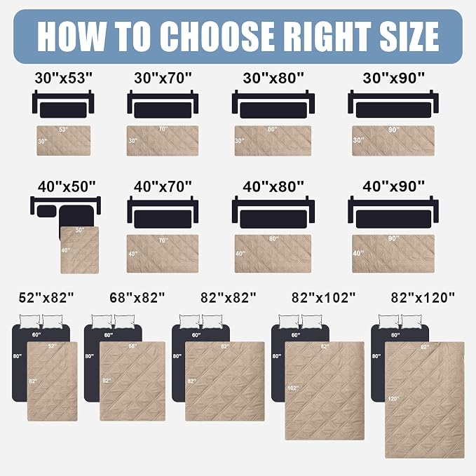 Smiry Waterproof Reversible Pet Couch Covers for Dogs | Pet Friendly, Soft Fabric, Washable Sofa Furniture Protector for Dogs Cat Kids, Checkered (30"x60", Taupe/Beige) - Image 6