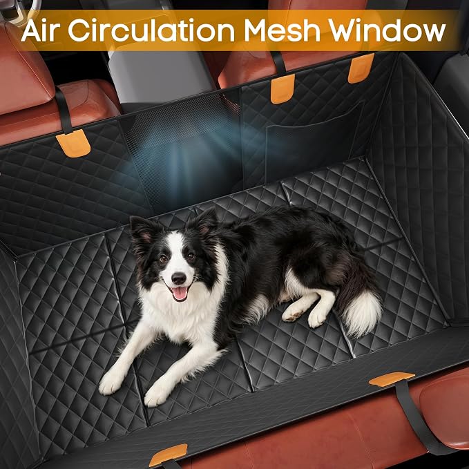 PETICON Dog Car Seat Cover for Back Seat, Hard Bottom Back Seat Extender | Rear Seat Pet Cover for Dogs - Supports 400lbs, Waterproof & Scratch Resistant Dog Hammock with Mesh Window for SUVs & Trucks - Image 5