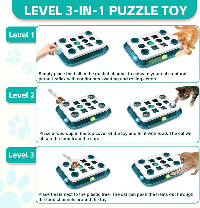 Cat Puzzle Toys for Indoor Cats Mind Game Ball Track Kitten Food Puzzles Toy Sensory Activity Cat Enrichment Toys Treat Feeder Entertainment Mental Stimulation Kitty Gift - Image 6
