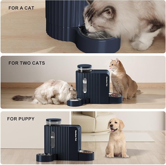 Gardner Pet Gravity Cat Food Feeder and Water Dispenser Stainless Steel Bowls Two-in-One Set Large Capacity Automatic Feeder for Pets Dogs, Puppies, Kittens-(0.8 Gallons x 2) - Image 7