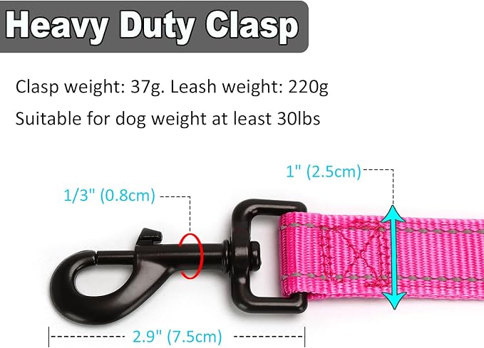 3 Handle Dog Leash 10FT Triple Handle Reflective Large Medium Dog | Multi Handles Heavy Duty Training Lead with Padded Traffic Handles for Control and Safety - Image 3