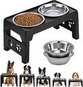LALOBLUE Elevated Dog Bowls, Raised Bowl with 2 Stainless Steel Food Bowls, Dog Bowls Stand Adjusts to 5 Heights 2.95", 8.46", 9.65", 10.82", 12.01" for Small Medium Large Cats Pets,Black by Laloblue