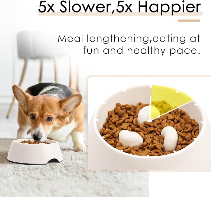 Super Design Slow Feeder Dog Bowl, 1 Cup, Nonslip, Heat-Resistant, Sturdy, Suitable for Small to Medium Sized Dogs - Image 2