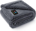 Waterproof Pet Blanket, Liquid Pee Proof Dog Blanket for Sofa Bed Couch, Reversible Sherpa Fleece Furniture Protector Cover for Small Medium Large Dogs Cats, Dark Gray Small（40" x 28"） | waterproof pet blanket sherpa fleece reversible couch cover bed p... by luciphia