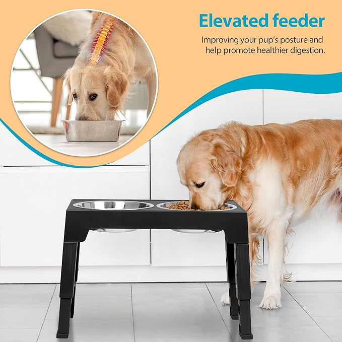 Niubya Elevated Dog Bowls with 2 Stainless Steel Dog Food Bowls, Raised Dog Bowl Adjusts to 5 Heights (3.15", 8.66", 9.84",11.02", 12.2") for Small Medium and Large Dogs - Image 5