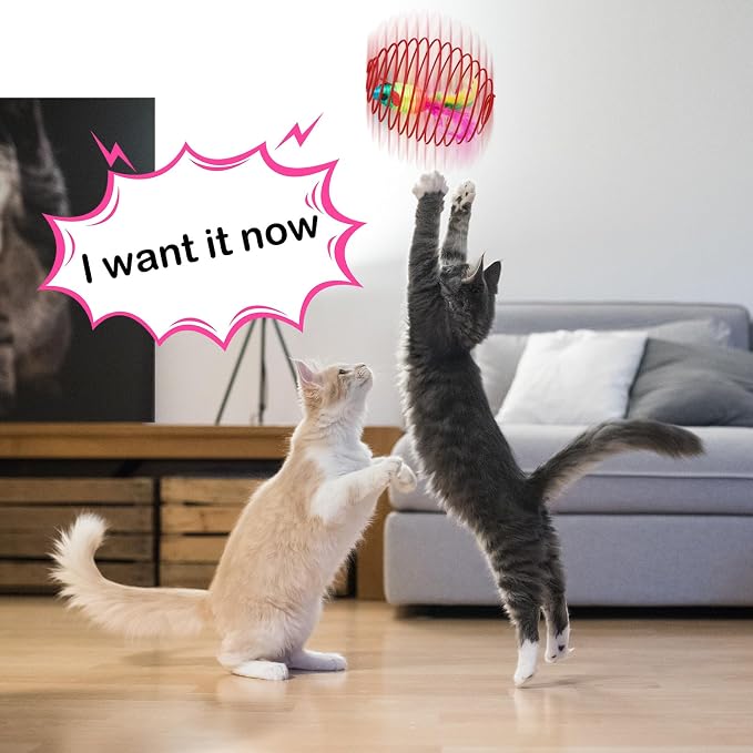 Jecery 5 Pcs Cat Toys Spring,Mouse, Rainbow Color | Interactive Metal Cat Toy, Stretchable Rolling Ball, for Indoor Cats, Colorful Playful Coils, Kitten Pet Supplies - Image 6
