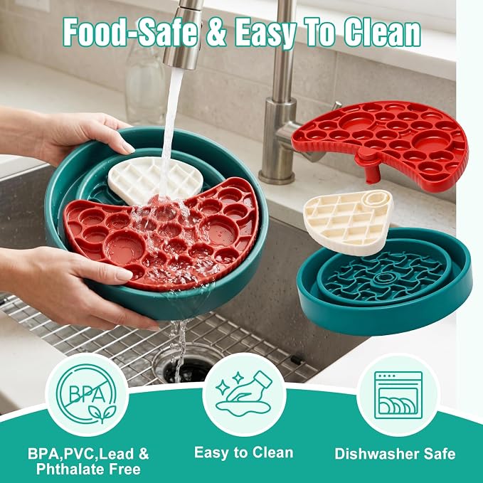 3-Level Slow Feeder Dog Bowl, Interactive Puzzel Toy & Lick Mat | Good for Dog’ sHealthy & Calmer Eating, Reduces Boredom and Anxiety, Non-Slip, BPA-Free, for Medium & Large Dogs - Image 7