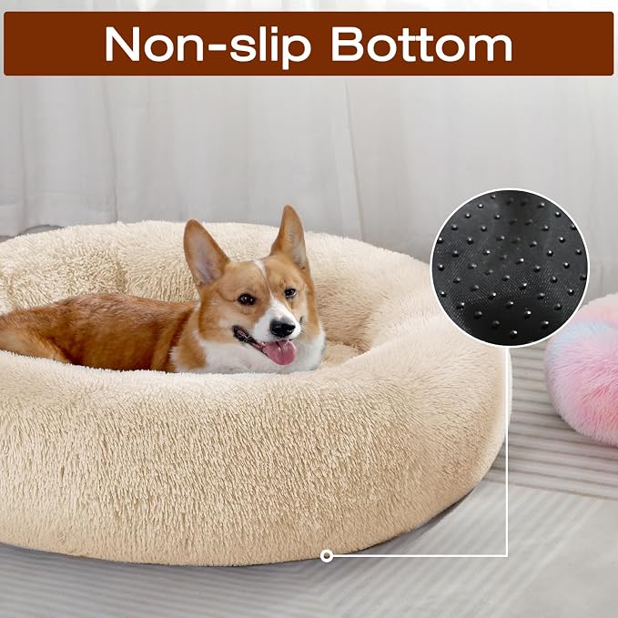 JOLLYVOGUE Dog Bed, Calming Anti-Anxiety Large Dog Bed, Fluffy Donut Cushion for Medium and Large Pets (27"/30"/36") - Image 4