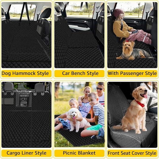 Vailge 6 in 1 Car Seat Cover for Back Seat, 60/40 Split, 100% Waterproof with Mesh Window, Scratch Prevent Anti-slip Dog Hammock, Standard - Image 3