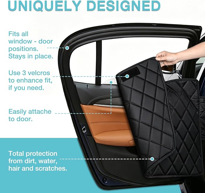 Waterproof Hard Bottom Car Seat Cover for Dogs with 2 Dog Seat Belts | Waterproof,Mesh Window,Zero Slide,Easy Removal & Storage,Heavy-Duty Oxford Fabric,Double-Stitched Seams - Image 4