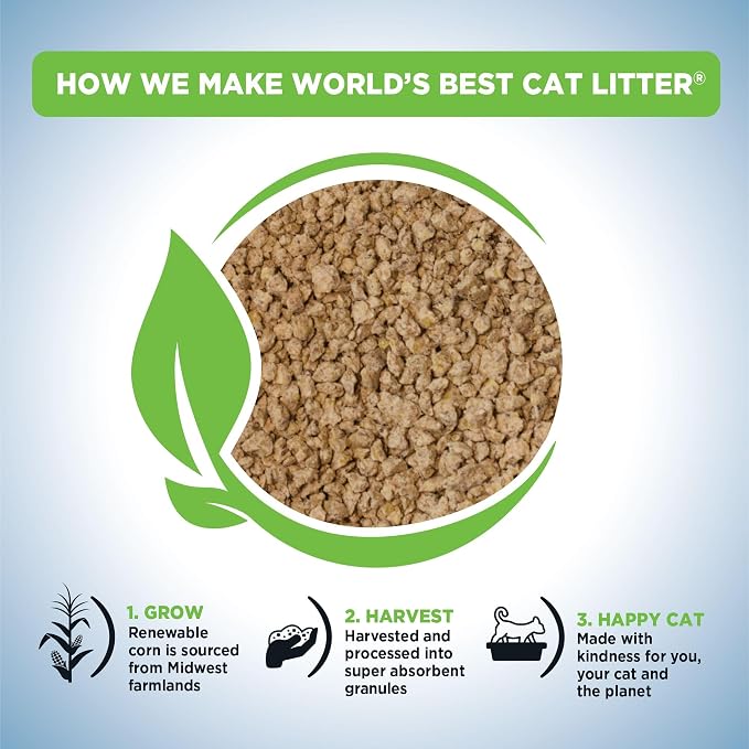 World's Best Cat Litter, Poop Fighter, Urine & Poop Odor Defense, 32 lb Bag | Neutralizes urine and poop odor with plant-based blockers; natural corn litter, quick clumping, flushable, 99% dust free - Image 3