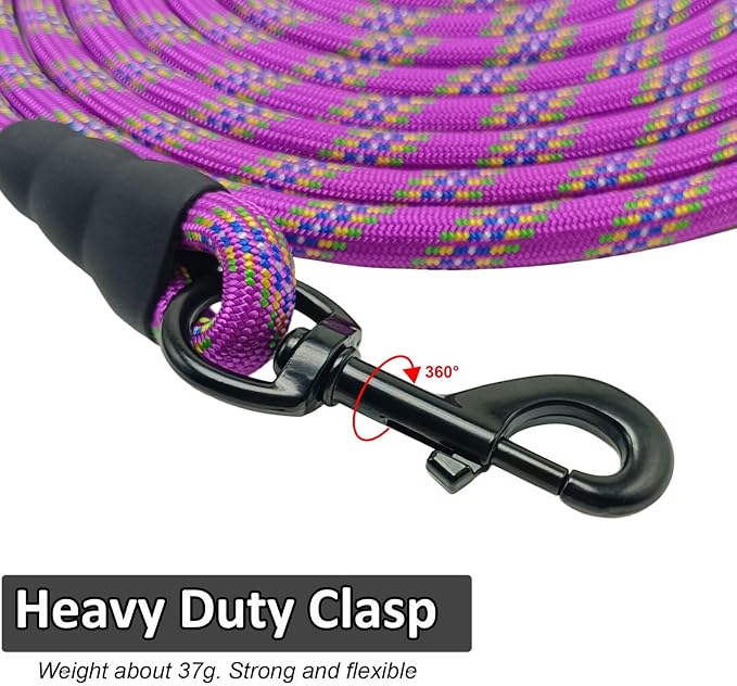 MayPaw 15ft Long Rope Dog Leash for Large Medium Dogs Soft Handle Dog Lead | 1/2-In Thick Lead, 6/8/10/15/20/30FT Training Leash, 15+ Colors (15ft * 1/2", purple) - Image 3