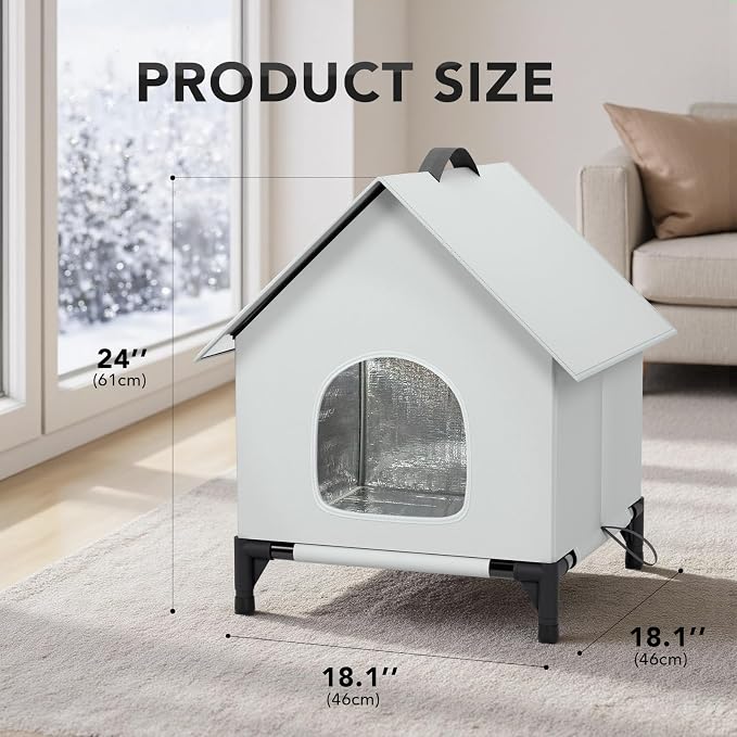 Large Cat House for Outside&Indoor,Insulated and Weatherproof,Foldable Cats Shelter, Bigger Cat House, Selfwarming/Cold Large Cave Bed for Winter,Garden(18 x 18 x 24 inch,L,Normal) - Image 2
