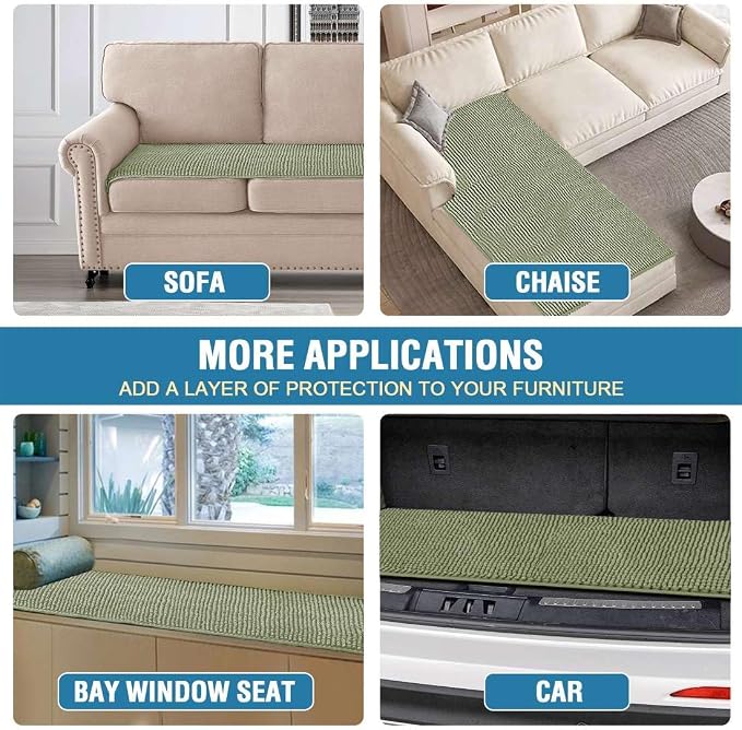 H.VERSAILTEX Plush Chenille Couch Cover for 3 Cushion Couch Anti Slip Washable Sofa Slipcovers Soft and Durable Furniture Protector for Dogs Cats Kids (27.5" x 59", Sage) - Image 6