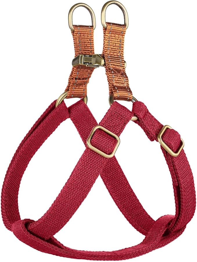 Step in Dog Harnes for Small Dogs, Red, S, Chest 14-22" | Freedom Nylon Dog Halter Vests with Metal Buckles, Easy On and Off, Adjustable Straps, Escape-Proof, Easy Walking Training by Didog