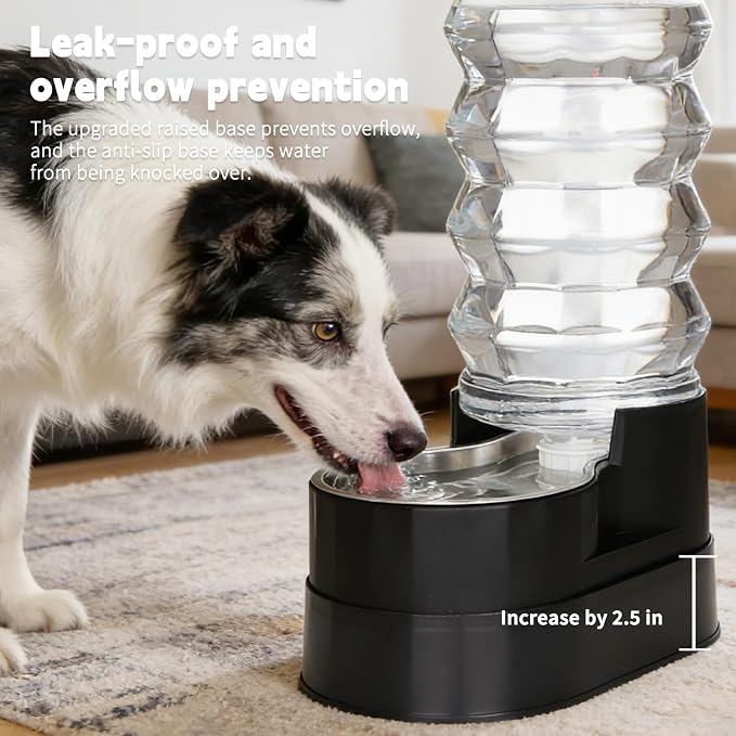 RIZZARI 9L Elevated Dog Waterer: Large Capacity Hydration | Raised Drinking Height/No Filter Maintenance/No Power Needed /Gravity Refill/Stainless Steel Bowl /Indoor/Garage - Image 3