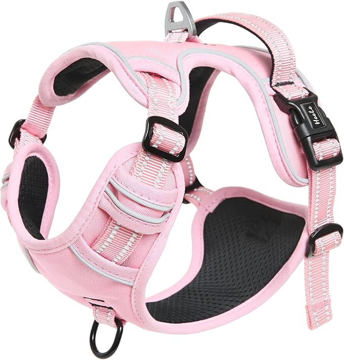 HEELE Dog Harness Dog Harness Small Dog No Pull Harness with Soft Handle Reflective Harness Adjustable, Pink, XS | Soft Breathable Padded Pet Vest, No Pull No Choke, Adjustable 2 Metal Rings for Outdoor Walking Training - Image 5