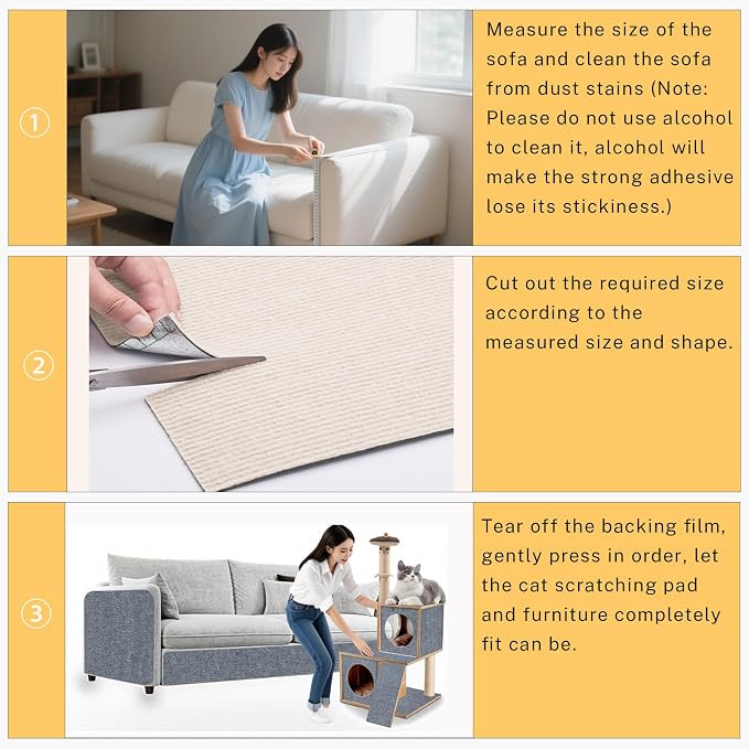 Cat Scratch Furniture Protector, Couch Guard for Sofa and Chairs | Durable scratch-friendly surface protects sofas, repairs worn cat trees, and upgrades cat houses for scratching and climbing. - Image 4