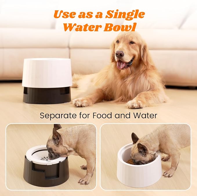 Pawque Raised 95oz Slow Drinking Dog Water Bowl No Spill Medium Large Breed | Single Elevated Stainless Steel Water Bowl with Floating Disc, Stable Sturdy Base and Snap on Adjustable Height Stand - Image 7