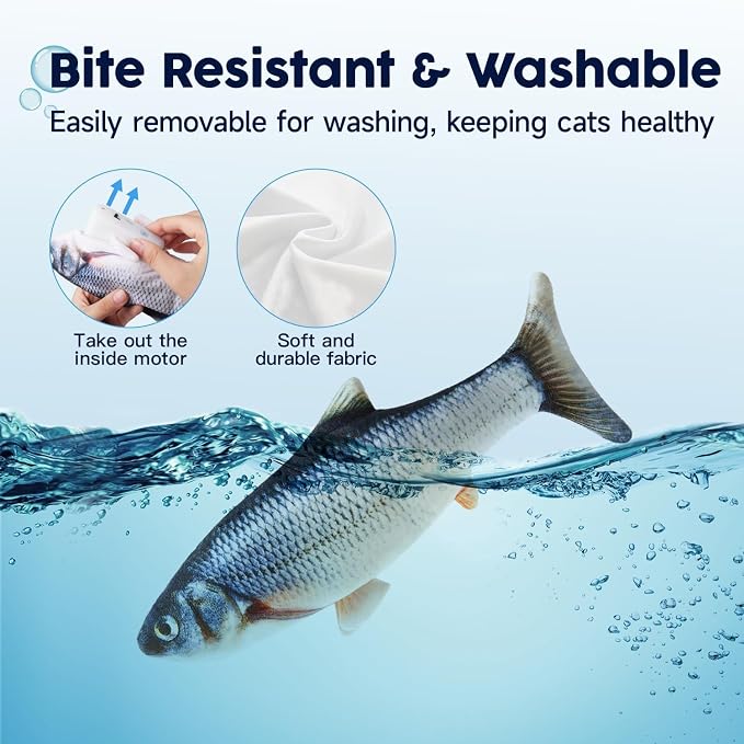 Potaroma Cat Toys Flopping Fish with Catnip, Moving Kitten Kicker, Floppy Wiggle Carp for Small Dogs, Interactive Motion Kitty Exercise, 10.5 Inches - Image 6