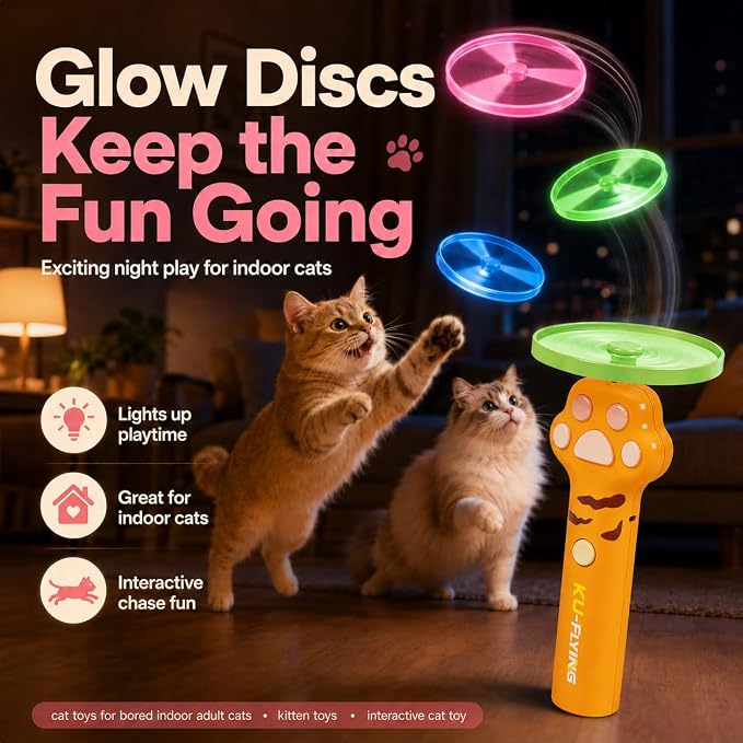 Cat Toy Launcher for Kitten Toys, Cat Toys Interactive, Automatic Cat Toy | Interactive Cat Toys for Indoor Cats, Cat Fetch Toy Launcher with 10 Discs, Cat Toys for Bored Indoor Adult Cats,Best Cat Toy - Image 4