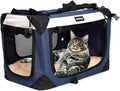 Collapsible Dog Travel Crate,Portable Soft-Sided Pet Carrier Extra Large Cat Carrier with Soft Plush Plush Mat for Indoor and Outdoor,28x20x20in,Navy Blue by Sivlefoss