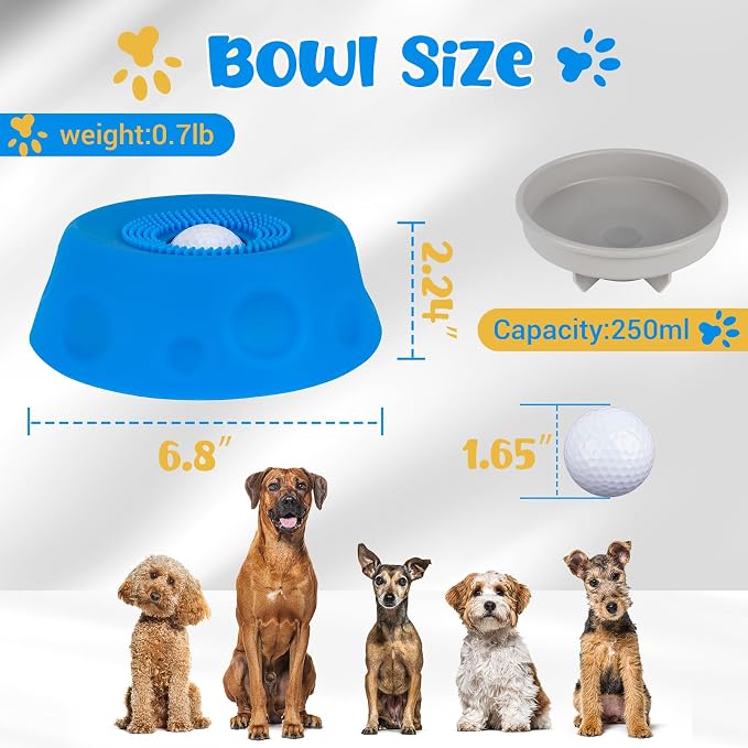 Slow Feeder Dog Bowl with Interactive Roll Ball, Anti-Slip Dog Lick Bowl | Slow Feeder Bowl for Liquid Treats, Bone Broth & Yogurt, Anxiety Relief Boredom Puzzle Feeder for Small Medium Dogs - Image 7