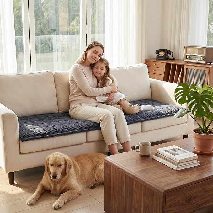 Fixwal Waterproof Corduroy Dog Couch Cover, 27.6" x 94.5", Dark Grey | Integrated TPU Barrier, Non-Slip Backing, Machine Washable, Pet Friendly, Easy Clean Pet Hair, Soft Sofa Cushion Protector - Image 8
