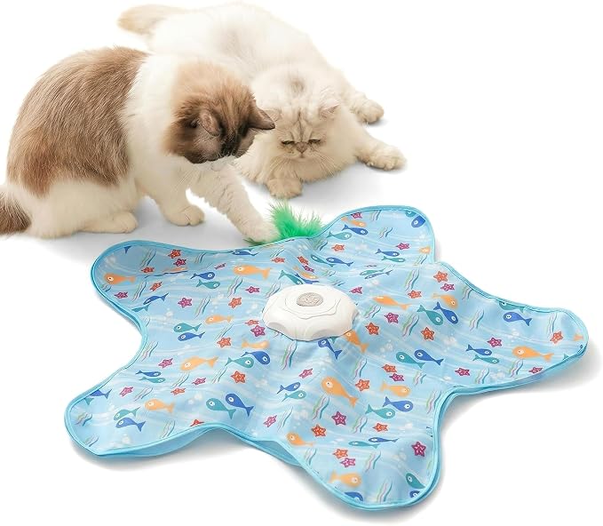Hide and Seek Interactive Cat Toys, Puzzle Motion Activated for Indoor Cats | Cat Enrichment & Stimulating, Electronic Design, Moving toy play mat, USB & Battery Powered, 5-Hole, Multi-Cat, Bird Sound by JoyEnjoy