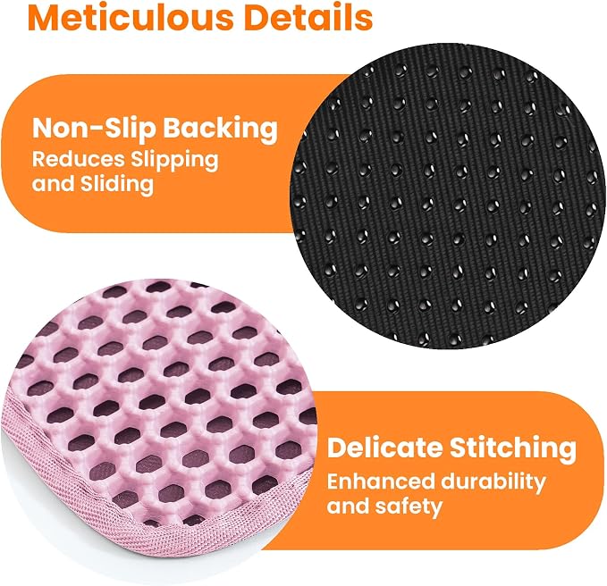 Extra Large Cat Litter Mat XXL, Double Layer Honeycomb, Pink | 46x26”, Reduces Litter Tracking, Easy to Clean, Waterproof, Non-Slip, Soft on Paws, Scratch Resistant, XXL - Image 8