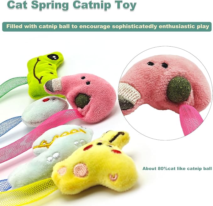 Interactive Cat Toys Set, Silvervine Chew Sticks and Cat Spring Toy, Indoor Catnip Toys for Exercise and Dental Care, for Adult Cats and Kittens (10 Packs) - Image 5