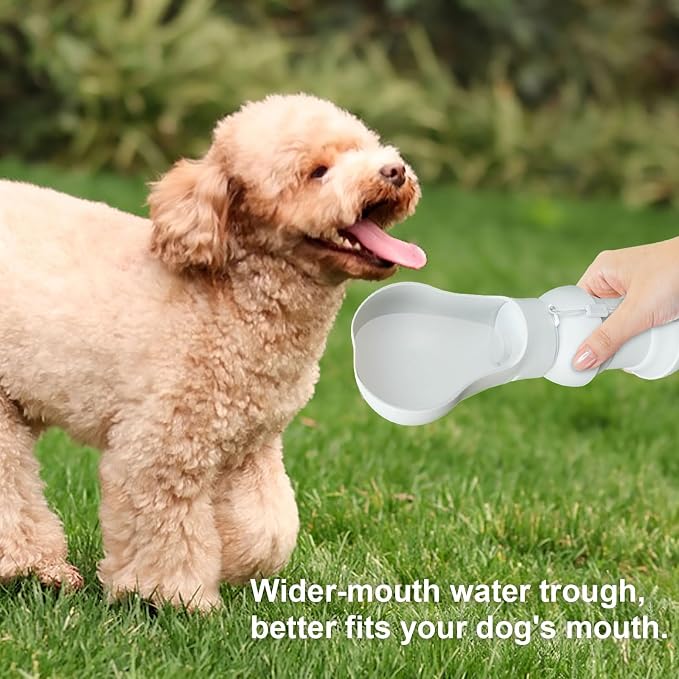 Dog Water Bottle,Portable Water Bowl for Dog,Collapsible Food Grade Silicone,Travel Pet Water Bottle for Outdoor Walking, Hiking, Camping,Gray - Image 4